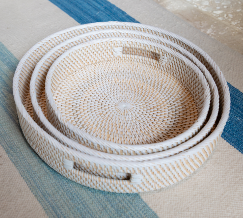 Hand Braided Rattan Tray SET